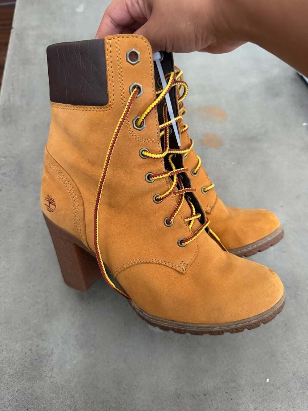 Timberland Glancy Wheat Nubuck Heeled Lace-Up Boots sz 6.5W